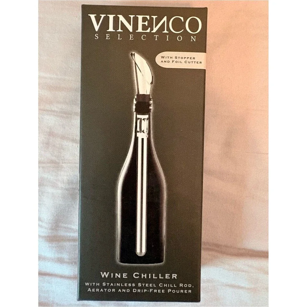 Vinenco Selection Wine Chiller Aerator Pourer Stopper Foil Cutter Set NIB